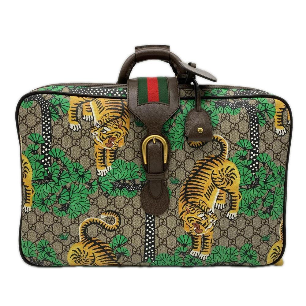 GUCCI GG Supreme Sherry Line Bengal Tiger Boston Bag 424501 Beige Multicolor ...